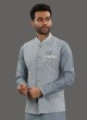 Wedding Wear Lucknowi Work Nehru Jacket Set